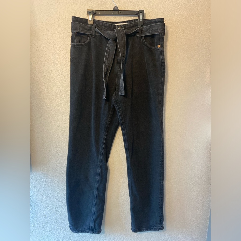 Zara Black Jeans With Belt Size 8